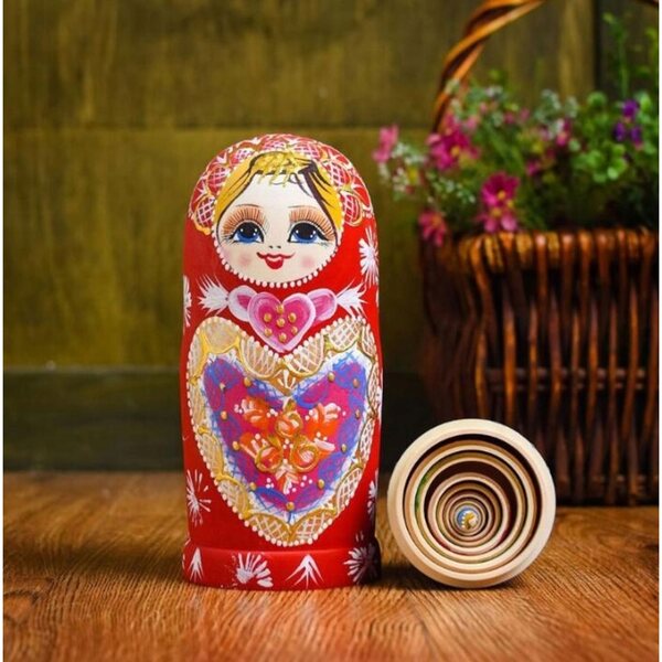 10-teilige Matroschka aus Holz, handbemaltes Kunsthandwerk, Spiel und Dekoration