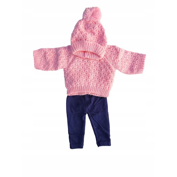 Completo invernale per bambola con maglione di lana, cappello, guanti e stivali eleganti