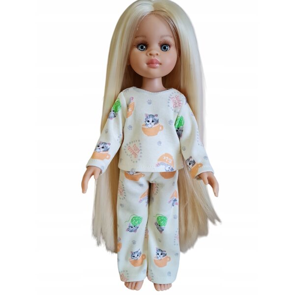 Pigiama in tessuto a pois per bambola Paola Reina 32cm completo e comodo