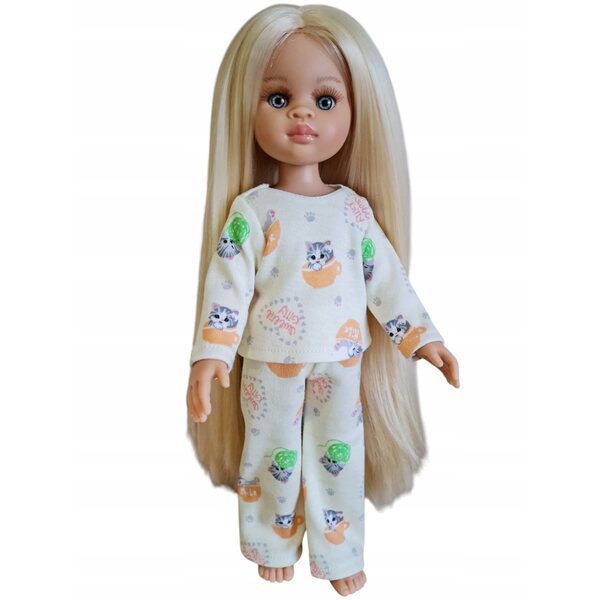 Pigiama in tessuto a pois per bambola Paola Reina 32cm completo e comodo