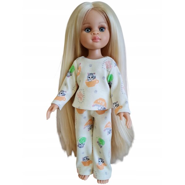 Pigiama in tessuto a pois per bambola Paola Reina 32cm completo e comodo