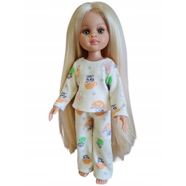 Pigiama in tessuto a pois per bambola Paola Reina 32cm completo e comodo