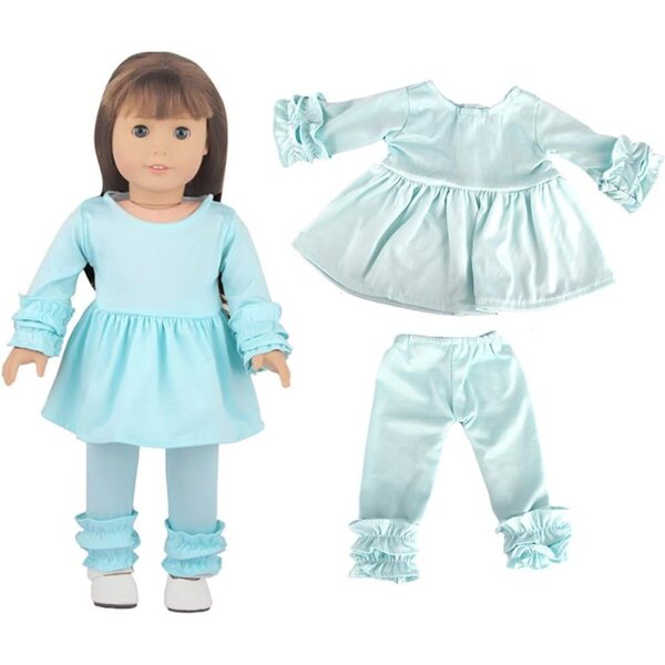 Amerikanisches Puppenkleidungsset 18 Zoll, lässig, 2-teilig, blau, Komfort und Stil
