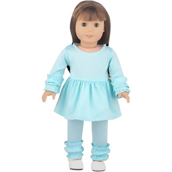 Amerikanisches Puppenkleidungsset 18 Zoll, lässig, 2-teilig, blau, Komfort und Stil