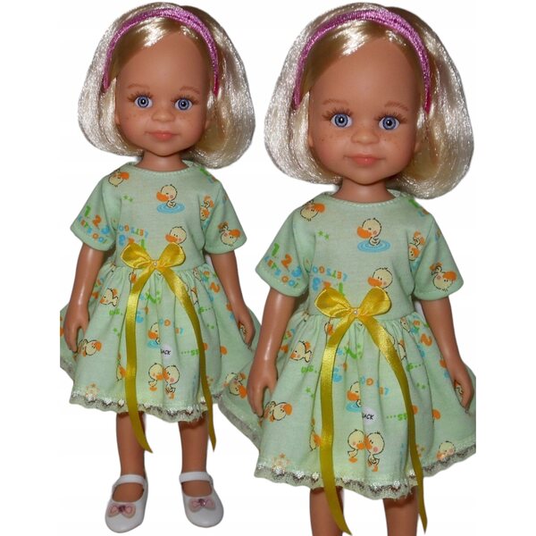 Kleid für Paola Reina 32 cm Puppe mit Entenmotiv und Spitze