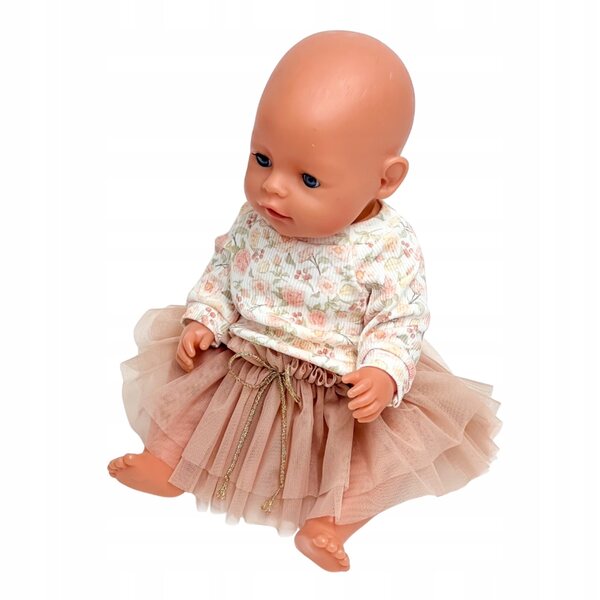 Bekleidungsset für Baby Born-Puppen, 42–43 cm, nackter Rock und orangefarbenes Sweatshirt