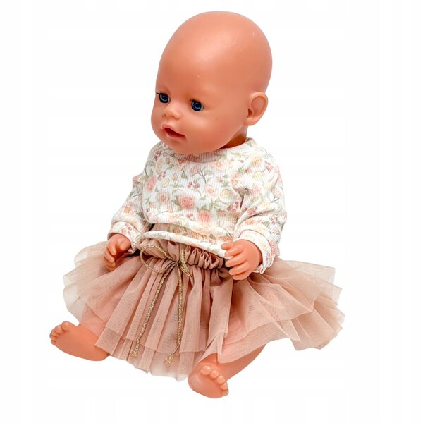 Bekleidungsset für Baby Born-Puppen, 42–43 cm, nackter Rock und orangefarbenes Sweatshirt