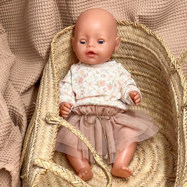Bekleidungsset für Baby Born-Puppen, 42–43 cm, nackter Rock und orangefarbenes Sweatshirt