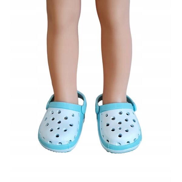 Scarpe Paola Reina 32cm per bambola da decorare bianco e blu stile Crocs
