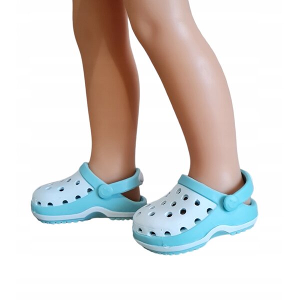 Scarpe Paola Reina 32cm per bambola da decorare bianco e blu stile Crocs