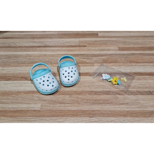 Scarpe Paola Reina 32cm per bambola da decorare bianco e blu stile Crocs