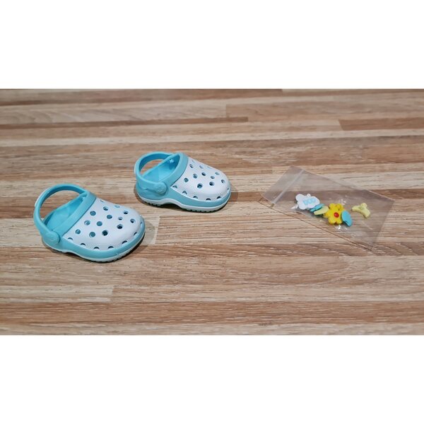 Scarpe Paola Reina 32cm per bambola da decorare bianco e blu stile Crocs