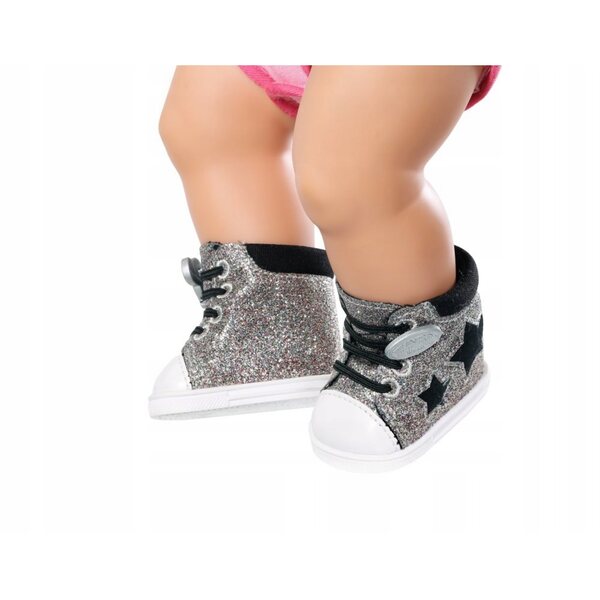 BABY BORN Silberne Sport-Sneaker für 43-cm-Puppe, glamourös und lässig