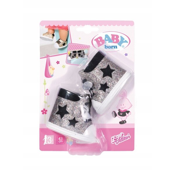 BABY BORN Silberne Sport-Sneaker für 43-cm-Puppe, glamourös und lässig