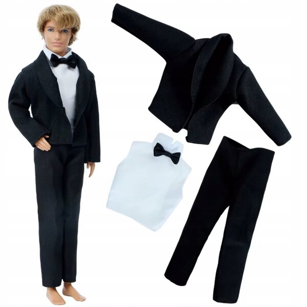 Elegantes Komplett-Outfit für die Ken-Puppe mit Hemd, Jacke und Schuhen