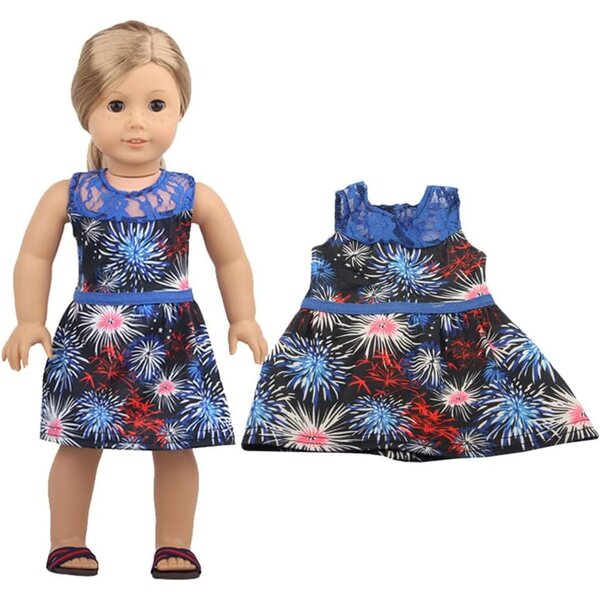 Spitzenkleid für 18-Zoll-Puppen – Freizeitkleid mit Feuerwerk 43–46 cm