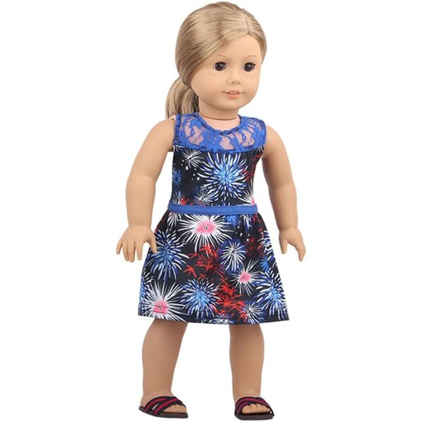 Spitzenkleid für 18-Zoll-Puppen – Freizeitkleid mit Feuerwerk 43–46 cm