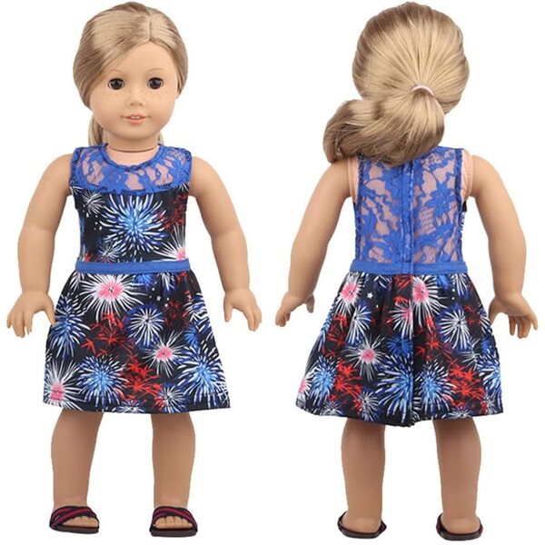 Spitzenkleid für 18-Zoll-Puppen – Freizeitkleid mit Feuerwerk 43–46 cm