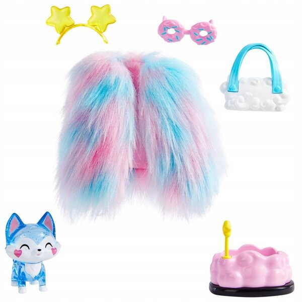 Barbie Extra 6 Elements Set mit Zubehör und blau-rosa Felltier
