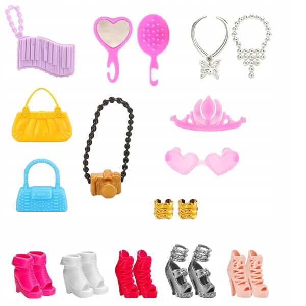 Set Abiti e Accessori per Bambole con Scarpe e Borse Colorate