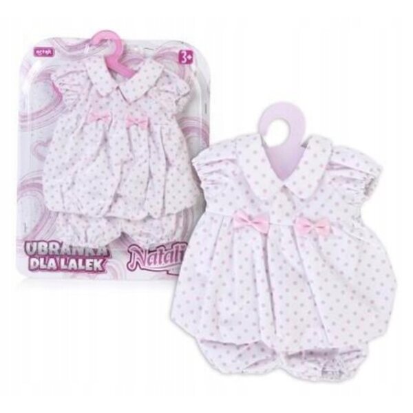 Kleidung für Natalia-Puppen: gepunktetes Kleid und Shorts für Puppen bis 40 cm