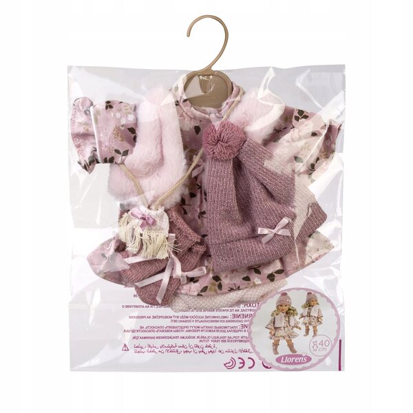 Garnitur Llorens P540-42 für 40 cm Puppe, rosa, handgefertigtes 5-teiliges Set