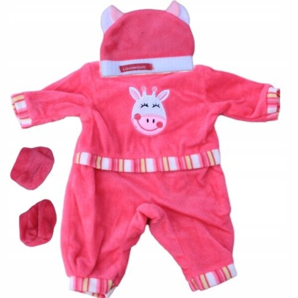 45-cm-Puppenkleidung mit rosa und braunem Pyjama, Jacke und Mütze