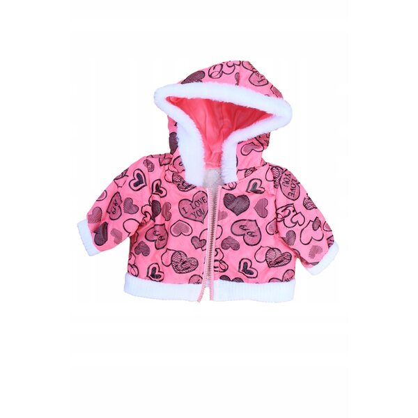 45-cm-Puppenkleidung mit rosa und braunem Pyjama, Jacke und Mütze