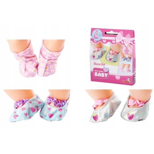 Set 3 paia di scarpe in tessuto per bambole New Born Baby, taglia 30-43 cm