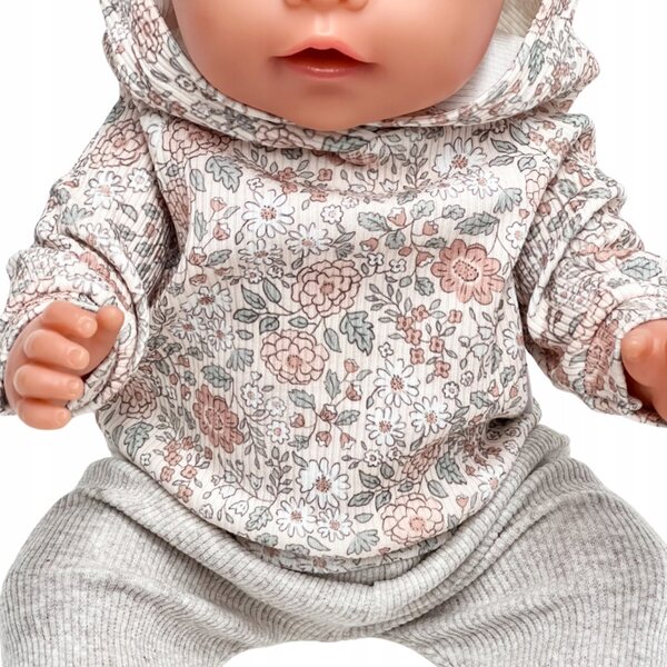 Bluza für Baby Born Puppen 42-43 cm mit Kapuze mit pastellfarbenem Blumenmuster