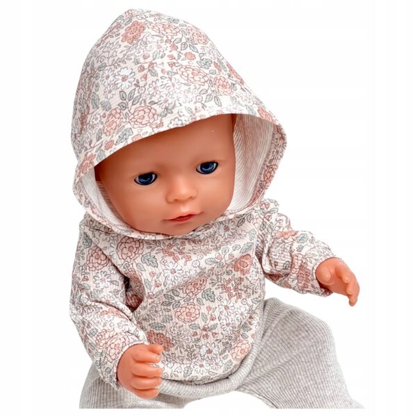 Bluza für Baby Born Puppen 42-43 cm mit Kapuze mit pastellfarbenem Blumenmuster