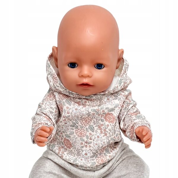 Bluza für Baby Born Puppen 42-43 cm mit Kapuze mit pastellfarbenem Blumenmuster