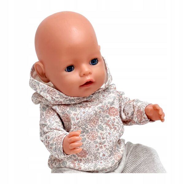 Bluza für Baby Born Puppen 42-43 cm mit Kapuze mit pastellfarbenem Blumenmuster