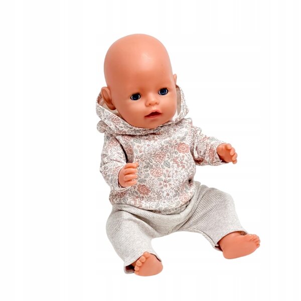 Bluza für Baby Born Puppen 42-43 cm mit Kapuze mit pastellfarbenem Blumenmuster