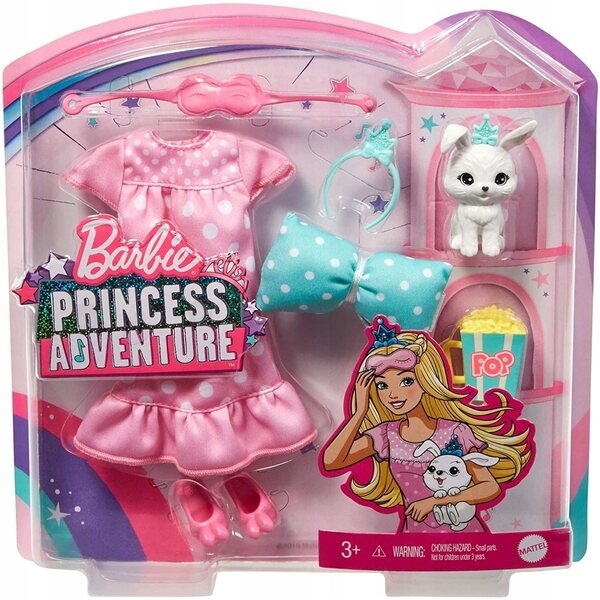 Barbie Prinzessin Abenteuer mit Hase – Set aus Kleidung und Accessoires für Kinder ab 3 Jahren