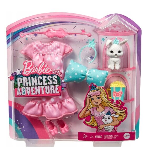 Barbie Prinzessin Abenteuer mit Hase – Set aus Kleidung und Accessoires für Kinder ab 3 Jahren