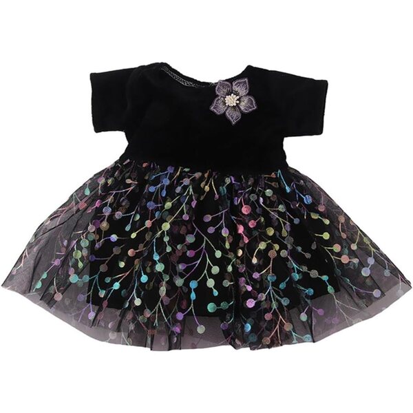 Schwarzes Blumenkleid für 18-Zoll-amerikanische Puppen – Prinzessinnen-Kleidungsset