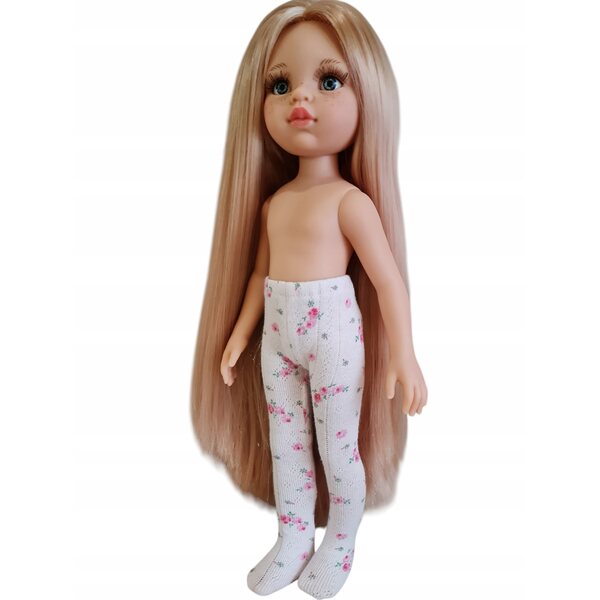 Calze rosa traforate con motivo floreale per bambola Paola Reina 32 cm