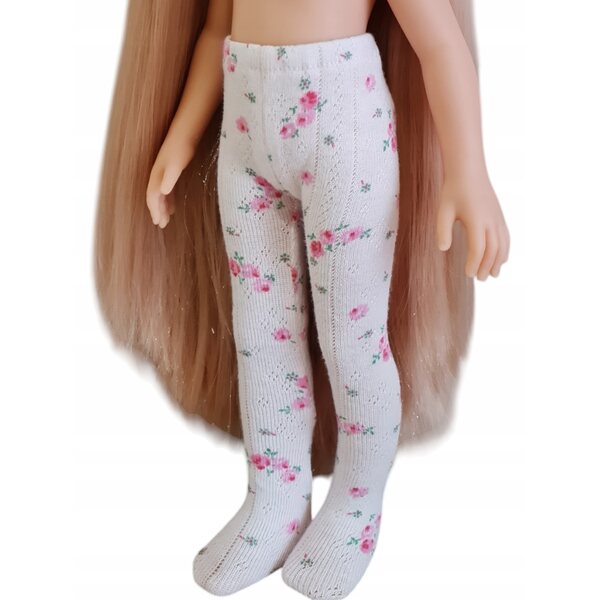 Calze rosa traforate con motivo floreale per bambola Paola Reina 32 cm