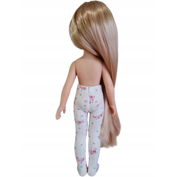 Calze rosa traforate con motivo floreale per bambola Paola Reina 32 cm