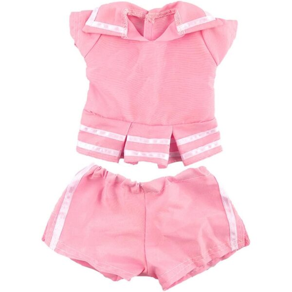 Kleidung für 18-Zoll-amerikanische Puppen – 2-teiliges Set, rosa Oberteil und Shorts