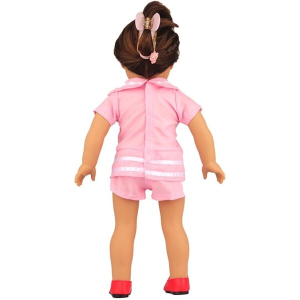 Kleidung für 18-Zoll-amerikanische Puppen – 2-teiliges Set, rosa Oberteil und Shorts