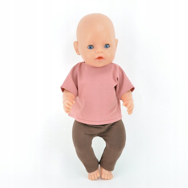 Bekleidungsset für Baby Born Puppen 42–43 cm, rosa T-Shirt und braune Leggings