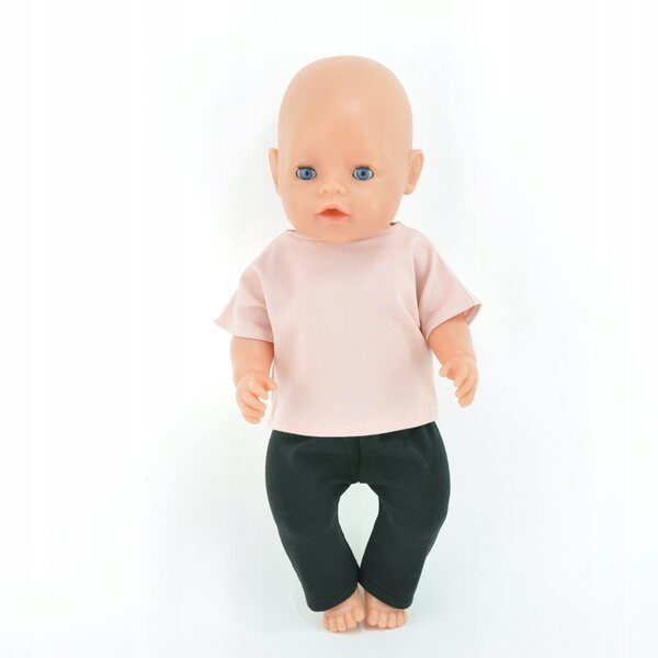 Bekleidungsset für Baby Born Puppen 42–43 cm, rosa T-Shirt und braune Leggings
