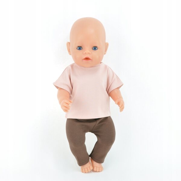 Bekleidungsset für Baby Born Puppen 42–43 cm, rosa T-Shirt und braune Leggings