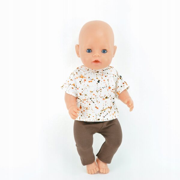 Bekleidungsset für Baby Born Puppen 42–43 cm, rosa T-Shirt und braune Leggings