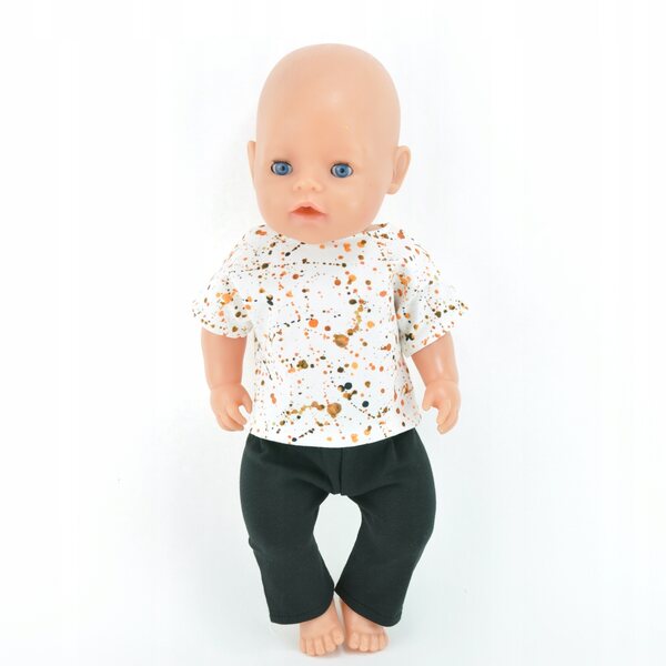 Bekleidungsset für Baby Born Puppen 42–43 cm, rosa T-Shirt und braune Leggings