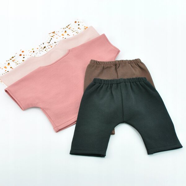 Bekleidungsset für Baby Born Puppen 42–43 cm, rosa T-Shirt und braune Leggings