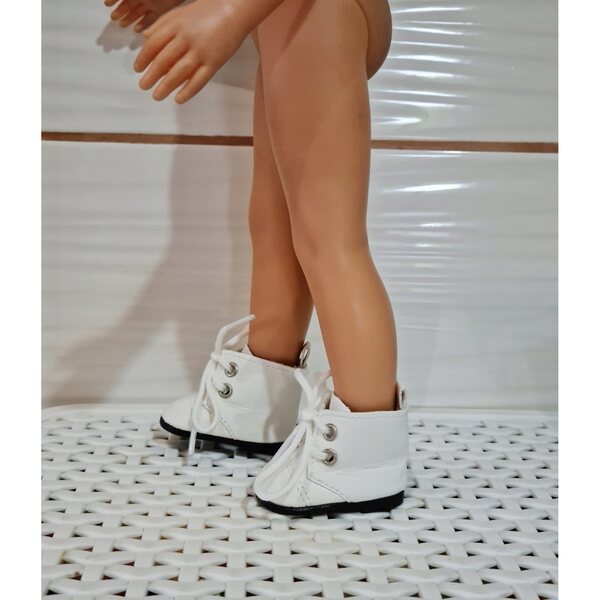 Buciki bianchi per bambola Paola Reina 32 cm con lacci - botki eleganti