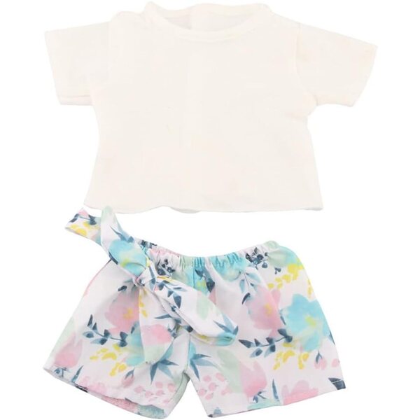 Amerikanische Puppenkleidung 18 Zoll – 2-teiliges Set aus T-Shirt und Shorts mit Blumenmuster